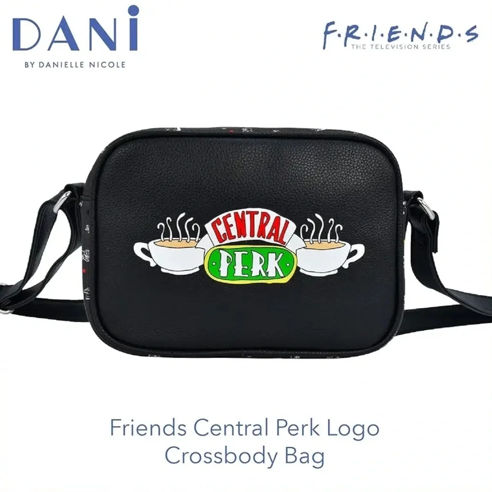 Friends Central Perk Logo Crossbody Black Bag Zip Top Closure by Daniele Nicole - Picture 2 of 16